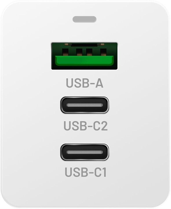 FIXED síťová GaN nabíječka s 2xUSB-C a USB výstupem, podpora PD, 65W, bílá_865599633