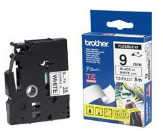 Brother TZE-FX221, bílá/černá, 9 mm, s flexibilní páskou