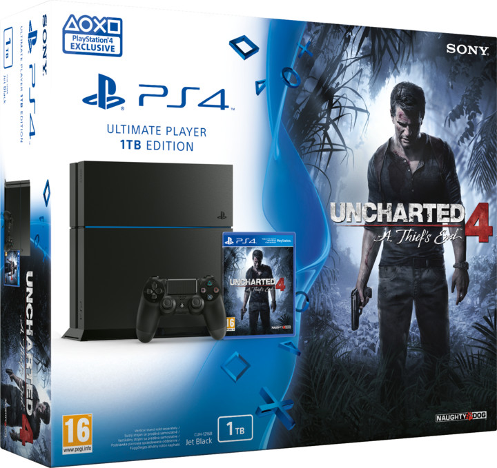 PlayStation 4, 1TB, černá + Uncharted 4: A Thief&#39;s End_400163523