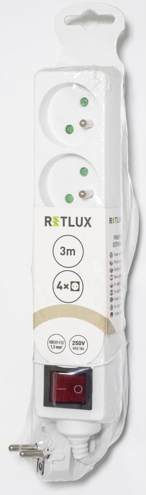 Retlux prodlužovací přívod RPC 25, 4 zásuvky, s vypínačem, 3m, bílá_233543420