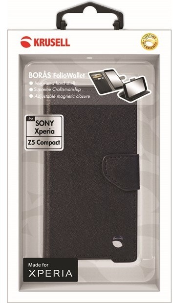 Krusell polohovací pouzdro BORAS FolioWallet pro Sony Xperia Z5 Compact, černá_716164178