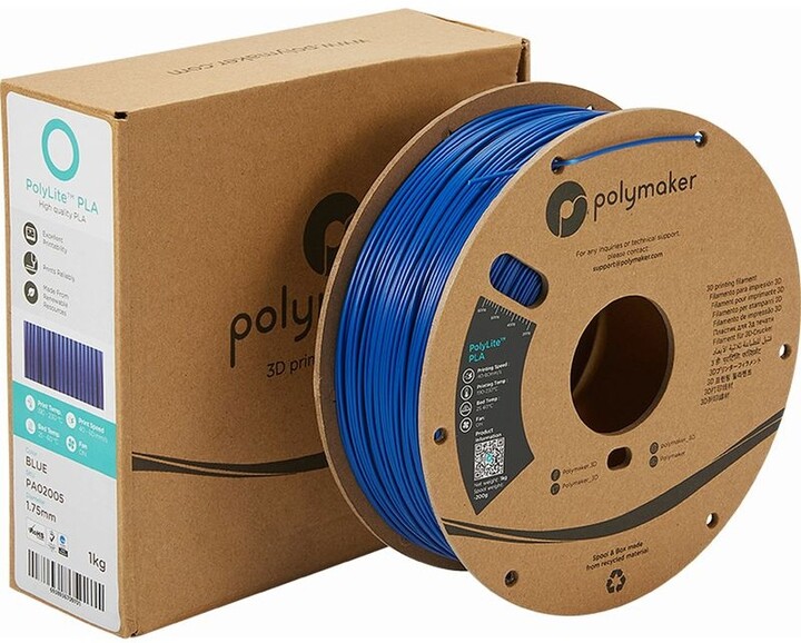 Polymaker tisková struna (filament), PolyLite PLA, 1,75mm, 1kg, modrá_1404666433