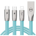 Mcdodo Zinc Alloy 3v1 nabíjecí kabel Lightning, microUSB, USB-C, 1,2m, modrá_1112167277