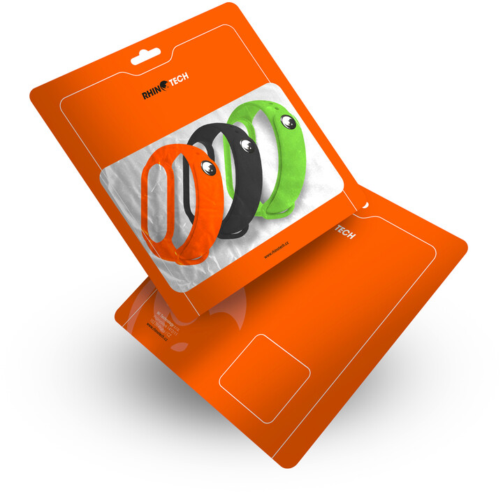 RhinoTech řemínky pro Xiaomi Mi Band 3/4, SET - černá, oranžová, zelená_1443360637