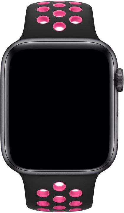 Apple řemínek pro Watch Series 5, 44mm sportovní Nike - S/M a M/L, černá/křiklavě růžová_1552753830