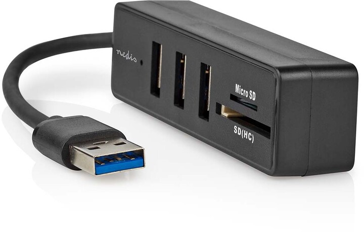 Nedis USB hub, 5 portový, USB-A, 3x USB 3.2 Gen 1, SD &amp; MicroSD_2057077550