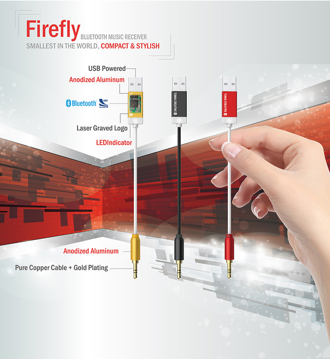 Tunai Firefly Bluetooth Receiver Car pack, červená_521936061