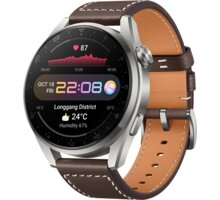 Huawei Watch 3 Pro, Titanium Gray, Dark Brown Leather - Rozbalené zboží