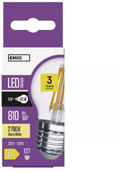 Emos LED žárovka Filament Mini Globe 6W, 810lm, E27, teplá bílá_1224627269