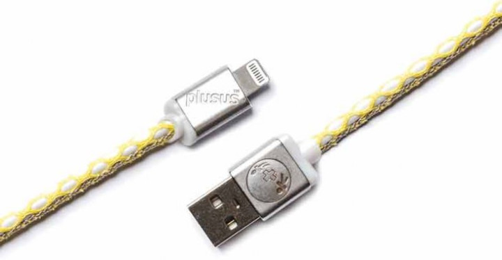PlusUs LifeStar Premium Handcrafted (USB) nabíjecí Lightning kabel (1m) - Yellow / Dark Grey_963120777