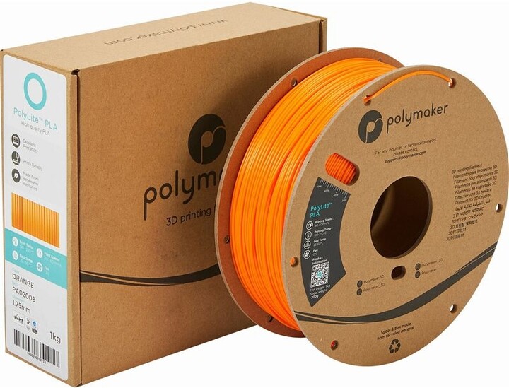 Polymaker tisková struna (filament), PolyLite PLA, 1,75mm, 1kg, oranžová_1868752025
