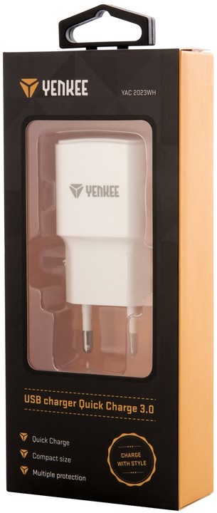 YENKEE YAC 2023WH USB nabíječka QC3.0, bílá_512355272