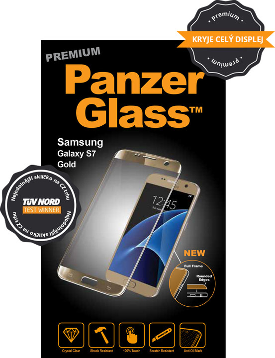 PanzerGlass ochranné sklo na displej pro Samsung S7 Premium, zlatá_1528711158