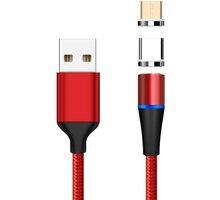 PremiumCord Magnetický micro USB a USB-C, nabíjecí a datový kabel, 1m, červená ku2m1fgr