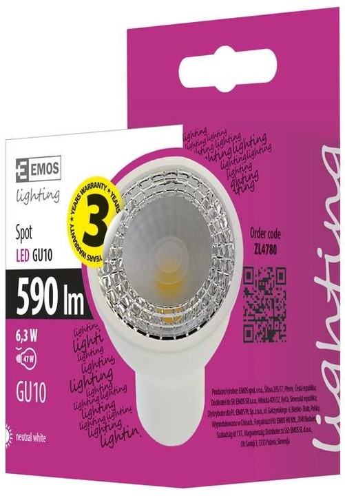 Emos LED žárovka Premium MR16 6,3W GU10, neutrální bílá_1891855488