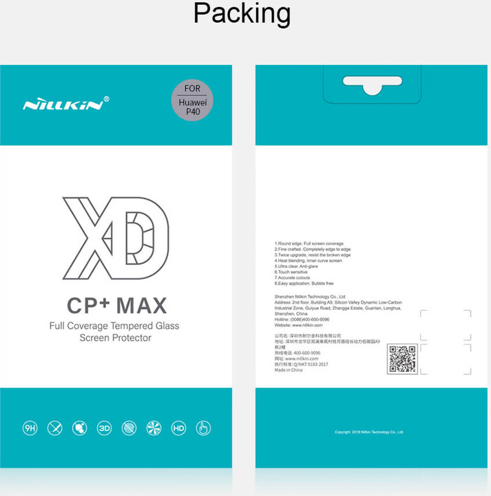 Nillkin tvrzené sklo XD CP+ MAX pro Huawei P40, 3D, 0.33mm, černá_1686119145