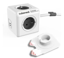 Cubenest PowerCube Extended prodlužovací přívod 1,5m, 4 zásuvky + 2 x USB C PD 35 W, šedá 6974699971146