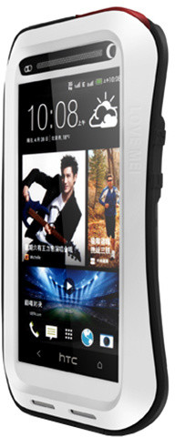 Love Mei Case HTC M7 Three anti protective shell, White+Black_1849477925