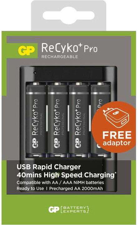 GP U421 nabíječka + 4x AA Recyko+ Professional, USB, 40min._451780297