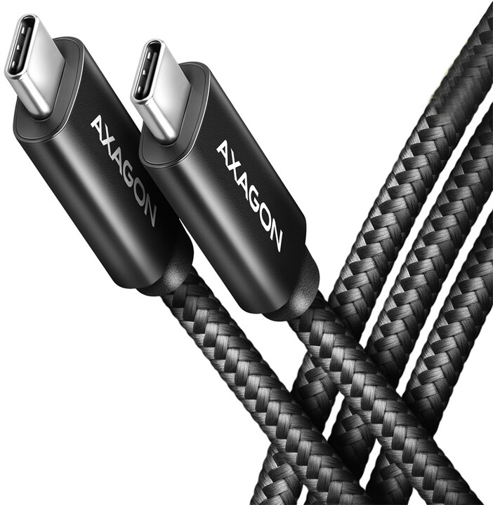 AXAGON kabel USB-C 4 - USB-C 4 Gen 3X2, PD100W 5A, 8K/40Hz, opletený, 1m, černá_1557280590