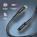 AXAGON kabel prodlužovací USB-C(M) - USB-C(F), USB 20Gbps, PD 240W 5A, 8K HD, ALU, oplet, 1m, černá_651302079