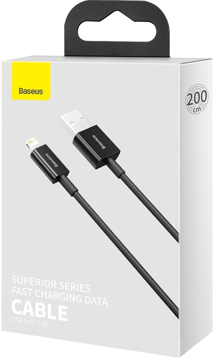 BASEUS kabel Superior Series USB-A - Lightning, rychlonabíjecí, 2.4A, 2m, černá_593128472
