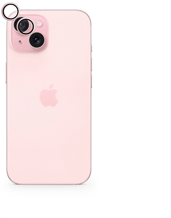 EPICO hliníkové tvrzené sklo na čočky fotoaparátu pro Apple iPhone 15 / 15 Plus, růžová_1807350172