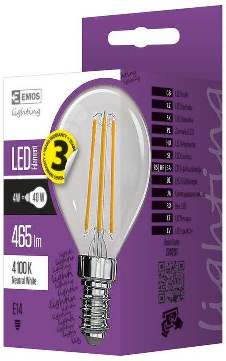 Emos LED žárovka Filament Mini Globe E 4W E14, neutrální bílá_832173596
