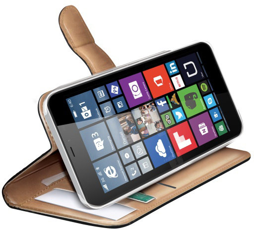 CELLY Wally pouzdro pro Microsoft (Nokia) Lumia 640 XL, PU kůže, černá_1558604160