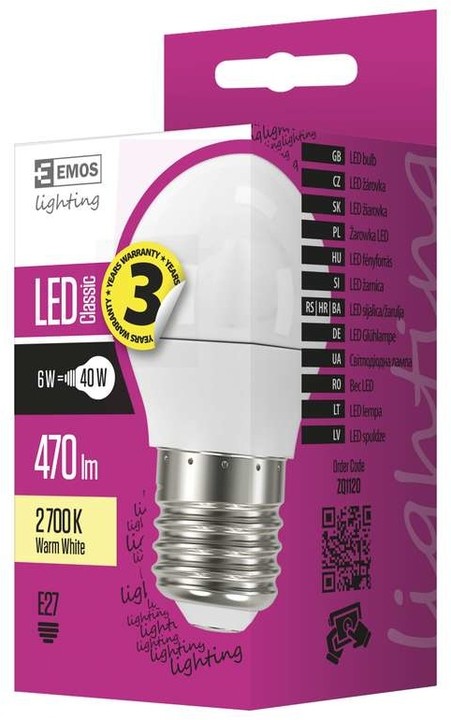 Emos LED žárovka Classic Mini Globe 6W E27, teplá bílá_1281158058