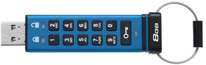 Kingston IronKey Keypad 200, 8GB, modrá_1088949972