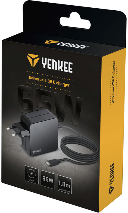 YENKEE síťová nabíječka YAU C65, USB-C, 65W, černá_814862964