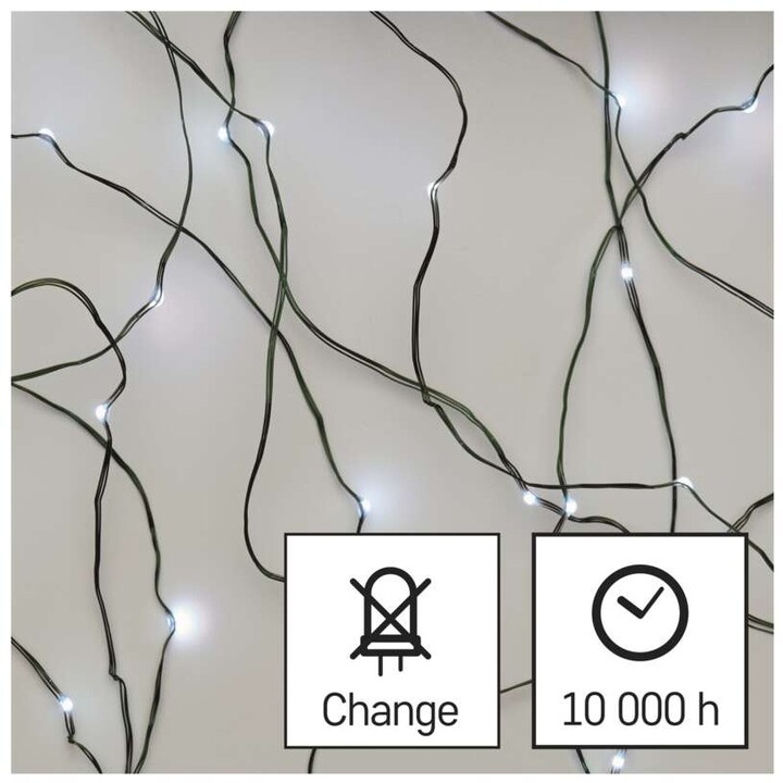 Emos LED vánoční nano řetěz zelený, 7,5 m, venkovní i vnitřní, studená bílá, časovač_265567966