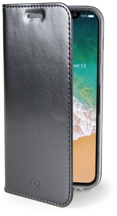 CELLY Air Ultra tenké pouzdro typu kniha pro Apple iPhone X, PU kůže, černé_1873434325