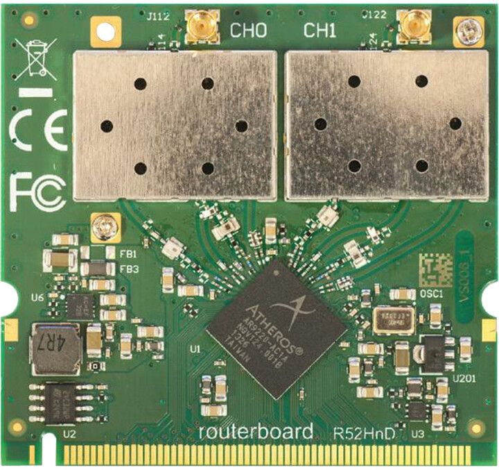 Mikrotik R52HnD miniPCI karta 802.11a/b/g/n, Atheros AR9220 (2,4/ 5 GHz, 26 dBm)_239849819
