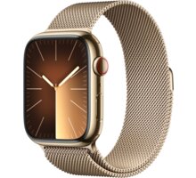 Apple Watch Series 9, Cellular, 45mm, Gold Stainless Steel, Gold Milanese Loop MRMU3QC/A