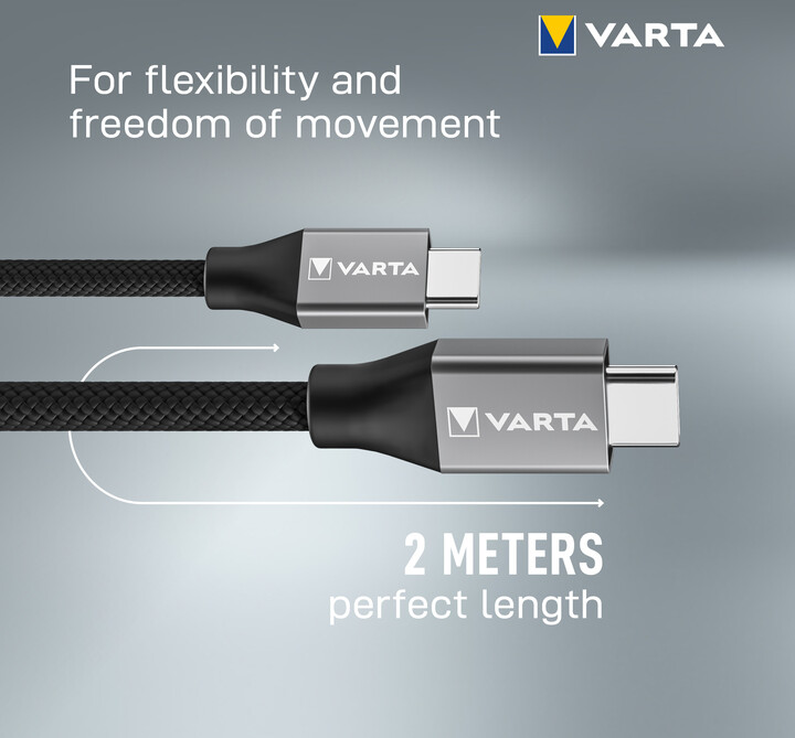 VARTA kabel USB-C - USB-C, 100W, 2m, černá_1072425418