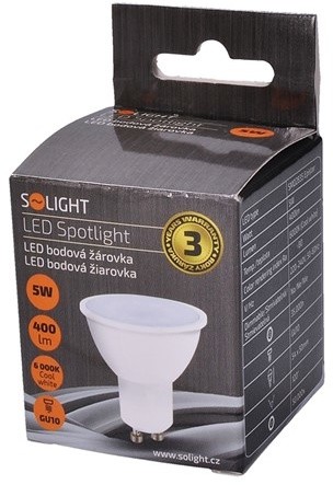 Solight LED žárovka, bodová , 5W, GU10, 3000K, 400lm, bílá_250507040