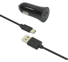 FIXED autonabíječka s odnímatelným USB-C kabelem, 2,4A, černá_1100789431