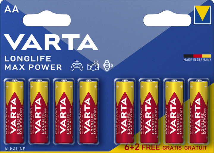 VARTA baterie Longlife Max Power AA, 6+2ks_1801046882