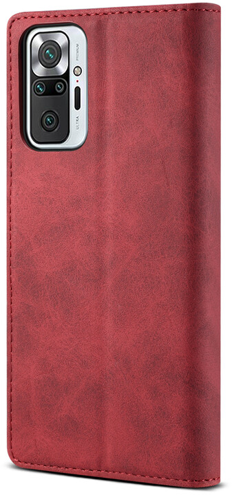 Lenuo Leather flipové pouzdro pro Xiaomi Redmi Note 10 Pro, červená_1821164462
