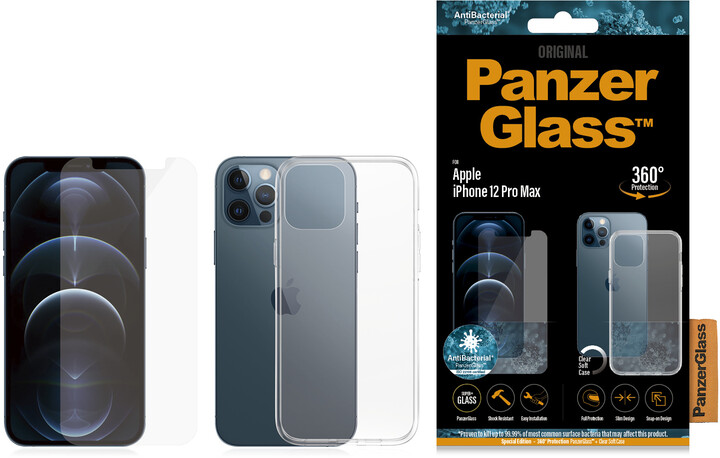 PanzerGlass Bundle ochranné sklo Standard pro iPhone 12 Pro Max + TPU zadní kryt_1427491860