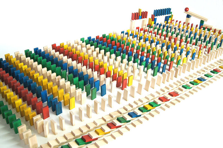 Hračka EkoToys - Domino, dřevěné, barevné, 830 dílků_1130466263
