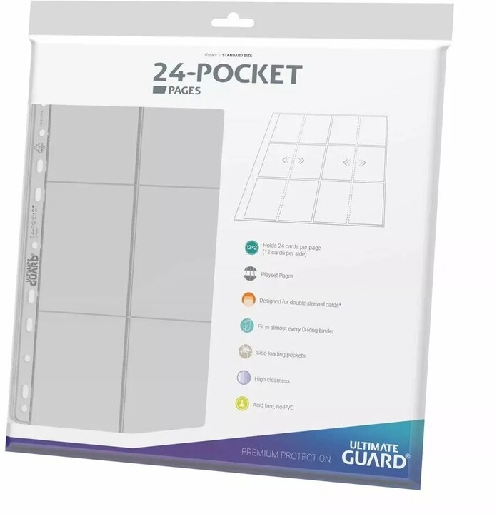 Stránka do alba Ultimate Guard - QuadRow Side Loaded 24-Pocket Pages, transparentní, 10 ks_2323968