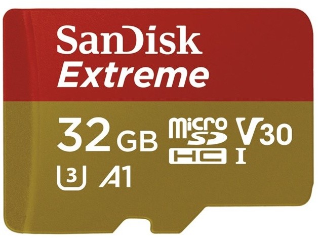 SanDisk Micro SDHC Extreme 32GB 100MB/s A1 UHS-I U3 V30 pro akční kamery + SD adaptér_374631263