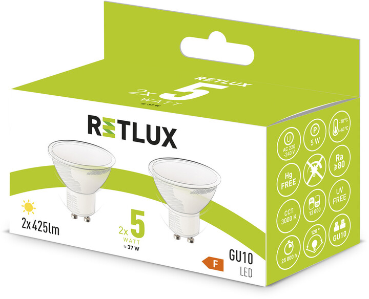 Retlux žárovka REL 36, LED, 2x5W, GU10, 2ks_442734263