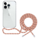 Spello by Epico zadní kryt se šňůrkou Crossbody pro iPhone 15 Pro, transparentní / růžová šňůrka_1567245595