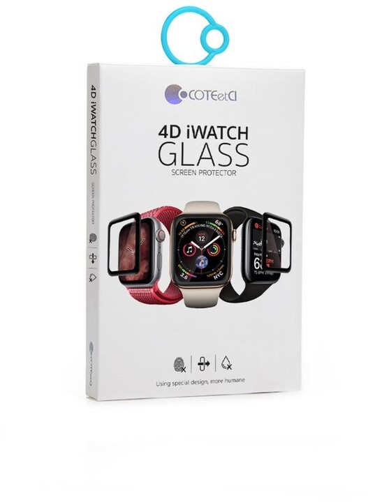 COTEetCI tvrzené sklo 4D Black-Rim pro Apple Watch, Full Glue, 44mm_1589462911