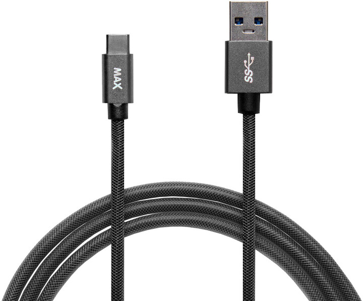 MAX kabel USB-C opletený, 2m, šedá_1198919676