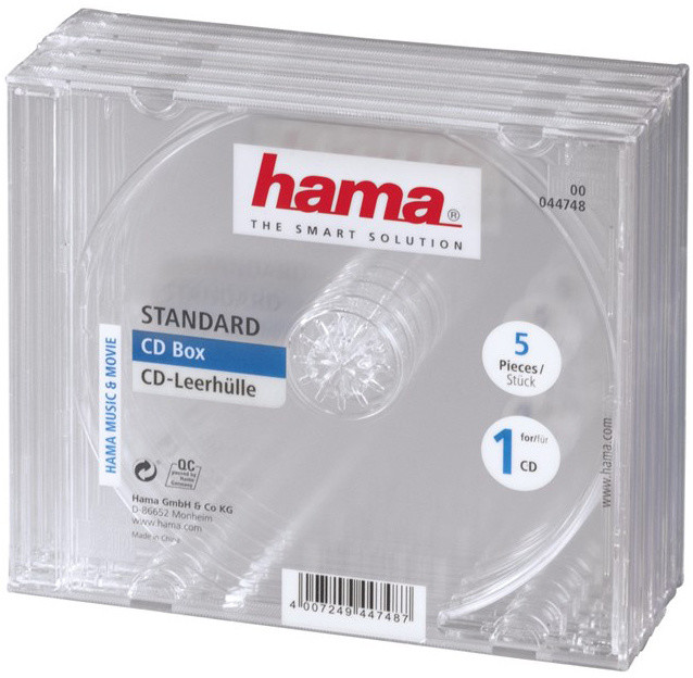 Hama CD Box na 1 CD, čirá, 5ks